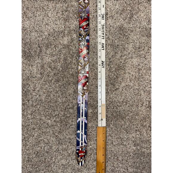 Ed Hardy True Love Belt White Stripes Rhinestone Medium Vintage Y2K - Picture 5 of 9